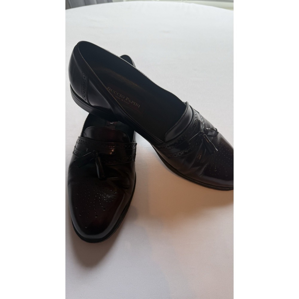 Men's Handmade Burgundy #363 Genuine Leather GUC Sz 10 Slip On Dress Shoe